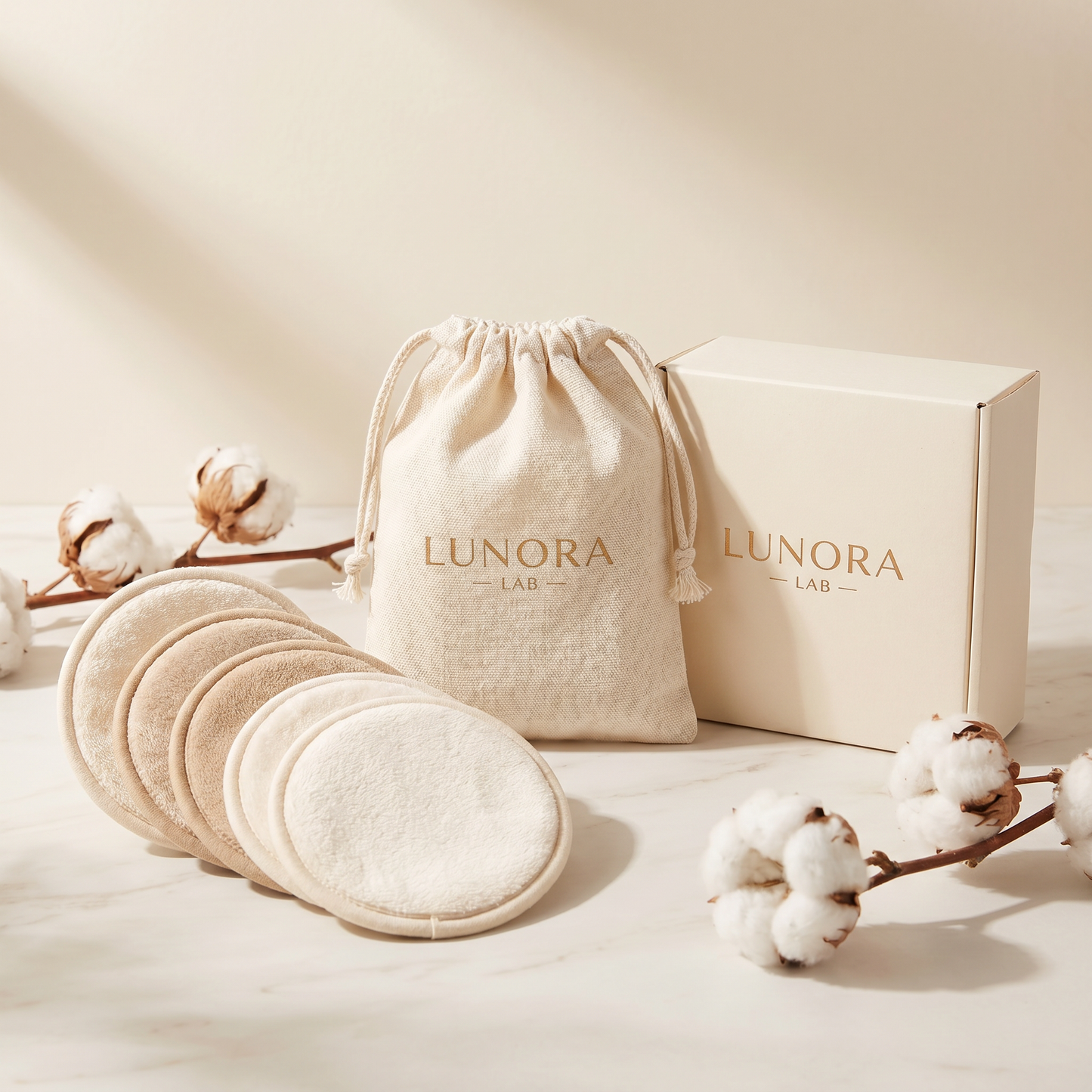 Les Cotons Tout Doux Lunora — Lot de 5 + pochette